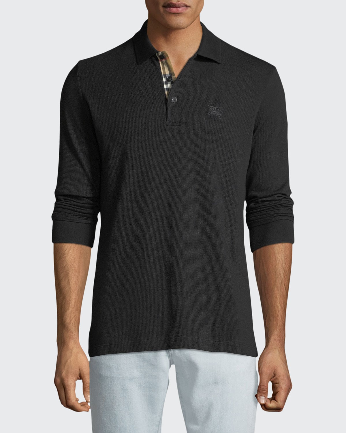 Mens burberry long sleeve polo best sale