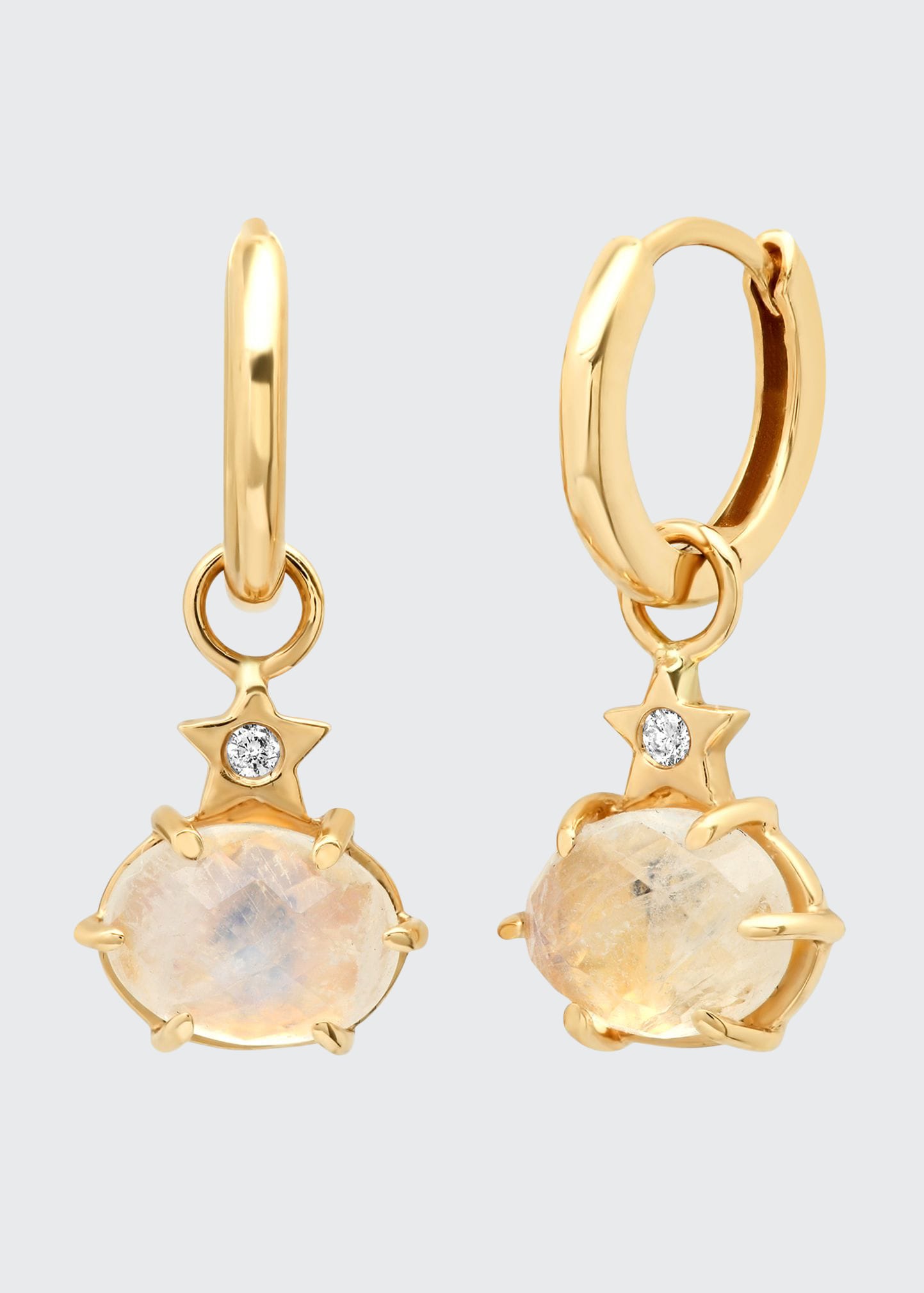 Andrea Fohrman Mini Cosmo Hoop Earrings in Rainbow Moonstone