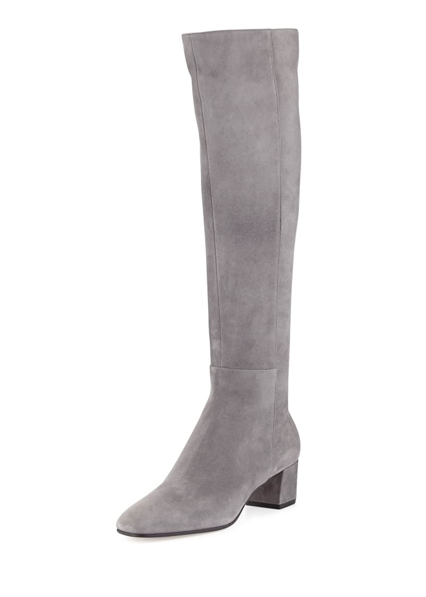 Gianvito Rossi Suede Block-Heel 45mm Knee Boot Image 1 of 4