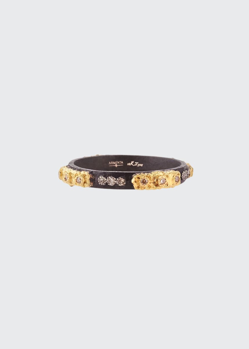 Armenta Stackable Ring with Champagne Diamonds, Size 6.5