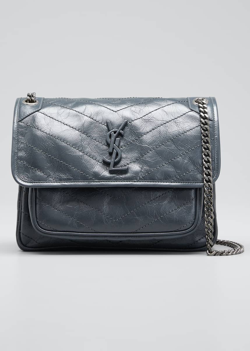 niki medium monogram ysl shiny waxy quilted shoulder bag