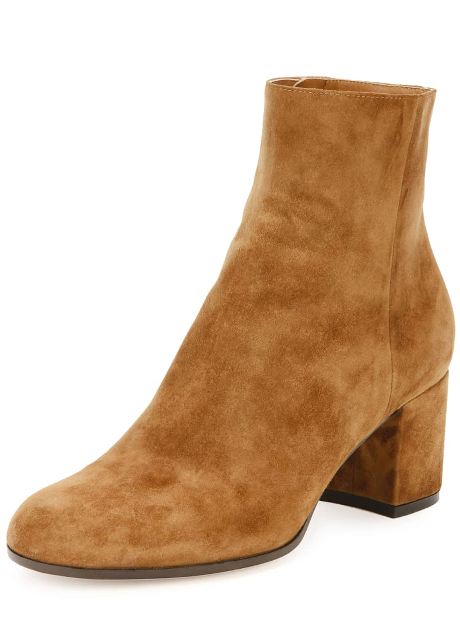 Image 1 of 1: Suede Block-Heel Ankle Boot