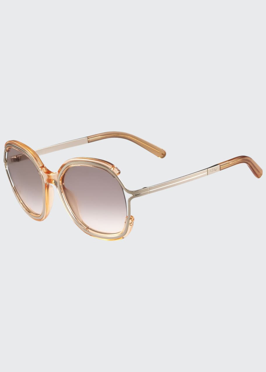 Chloe Jayme Gradient Rounded Square Sunglasses Peach Bergdorf