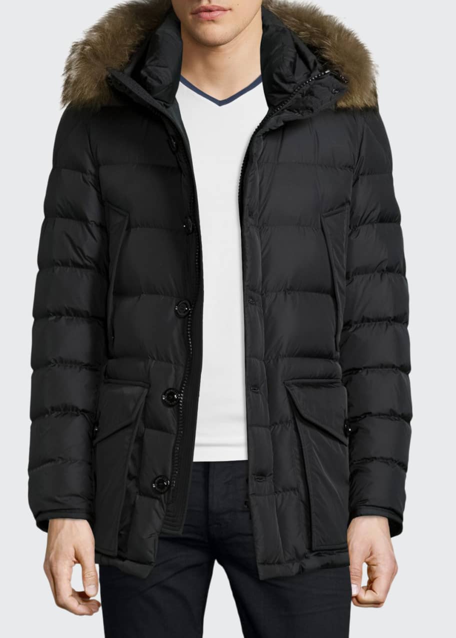 Moncler Cluny Nylon Puffer Jacket with Fur Hood - Bergdorf