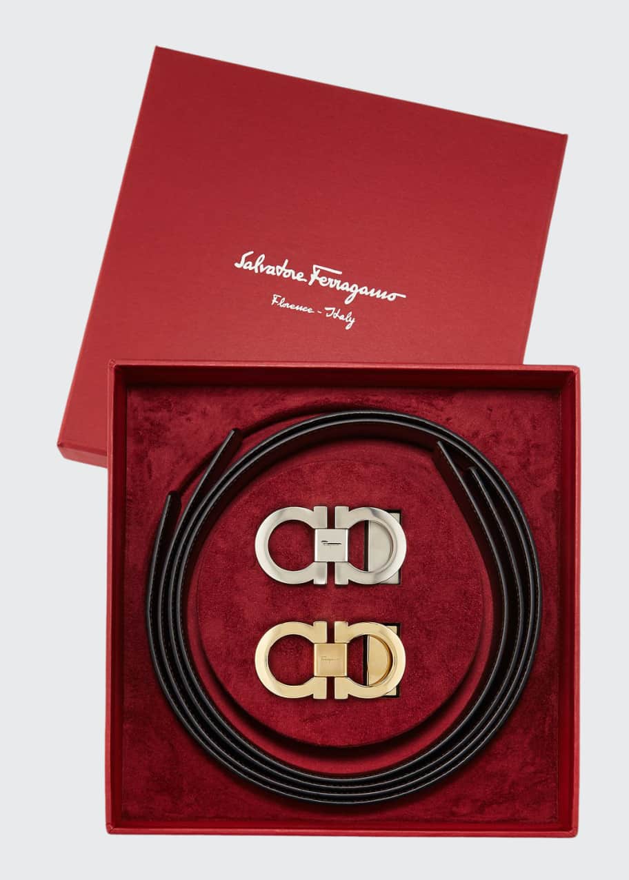 Salvatore Ferragamo Men's Reversible Leather Gancini Belt Boxed Gift ...