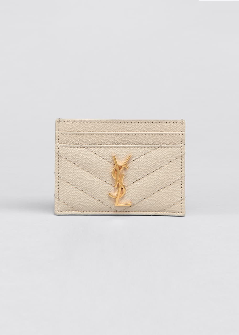 Monogram Leather Card Holder in Beige - Saint Laurent