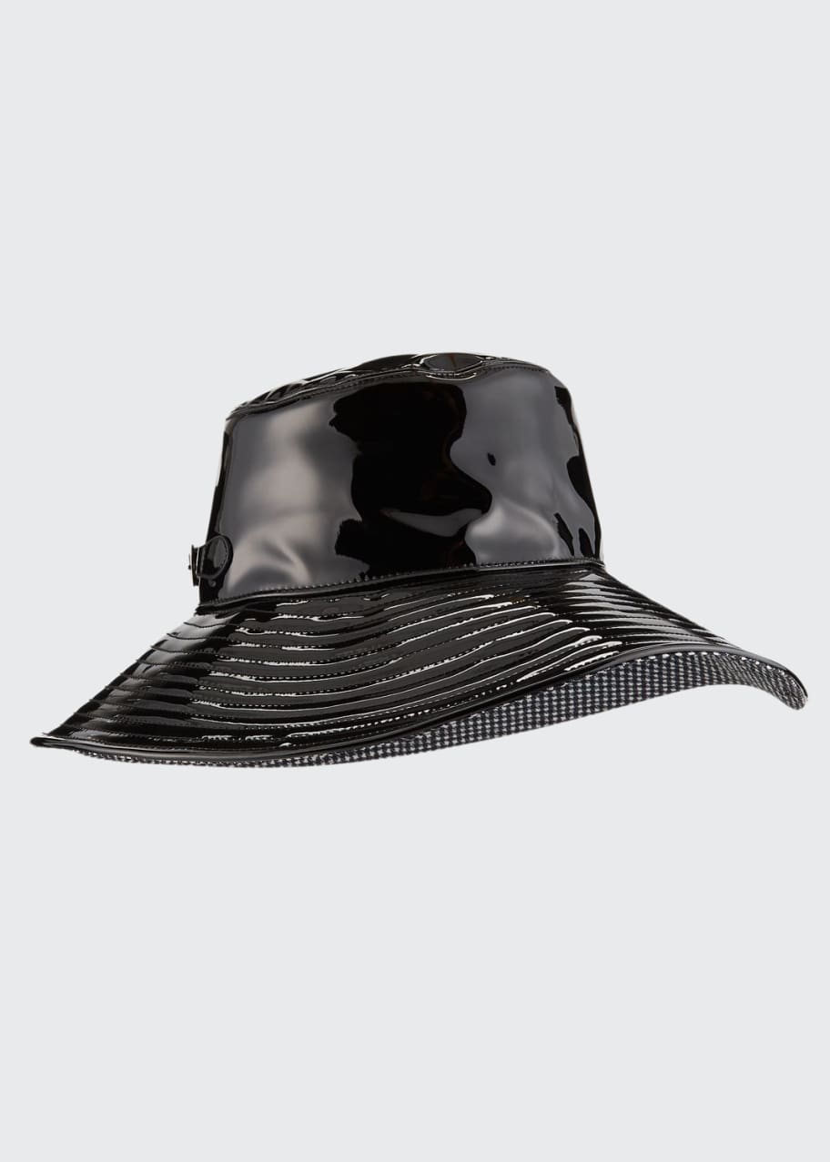Image 1 of 1: Patent Faux-Leather Rain Hat