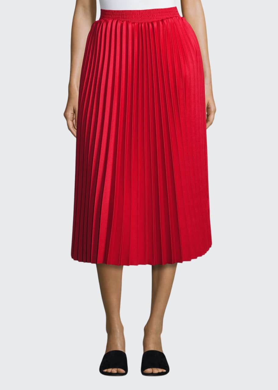 Balenciaga Accordion-Pleated Midi Skirt, Red - Bergdorf Goodman