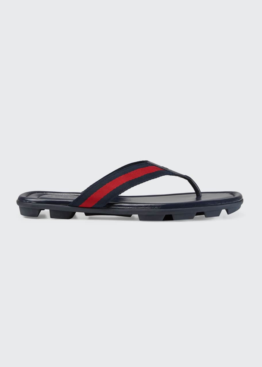 Gucci Web Leather Thong Sandals Bergdorf Goodman