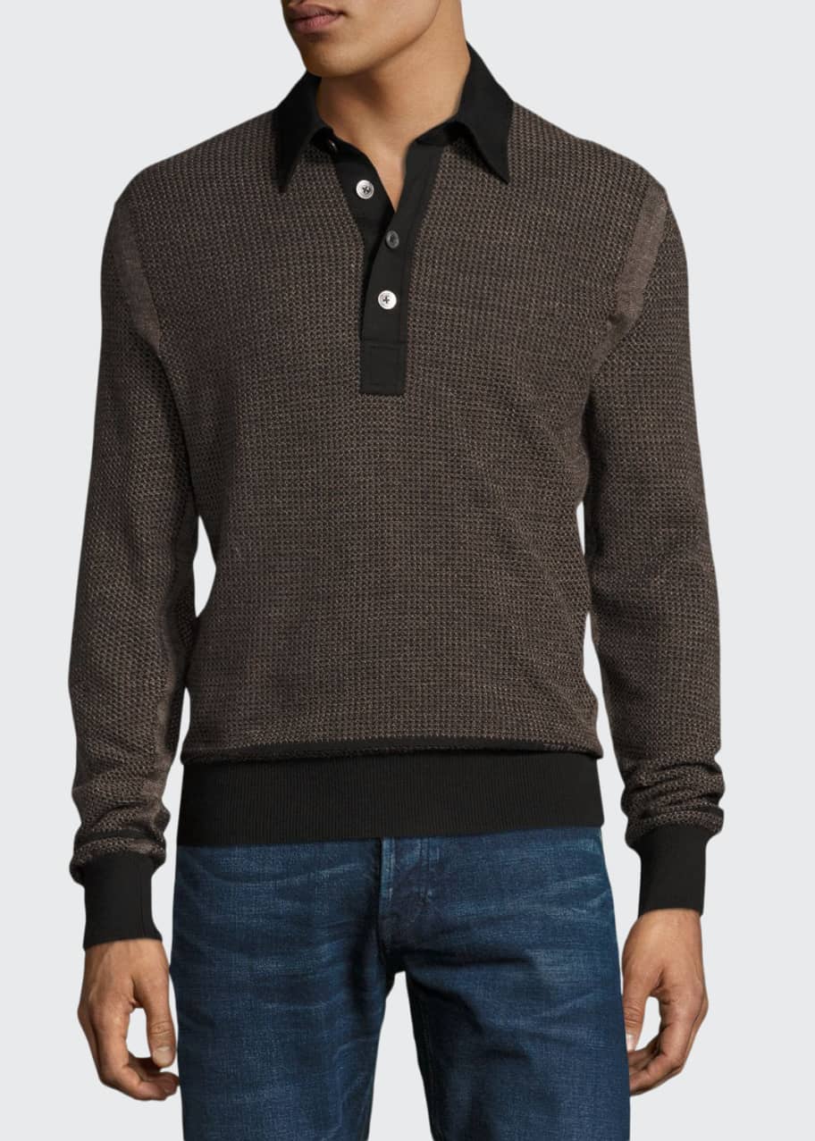 TOM FORD polo-collar ribbed jumper - Grey
