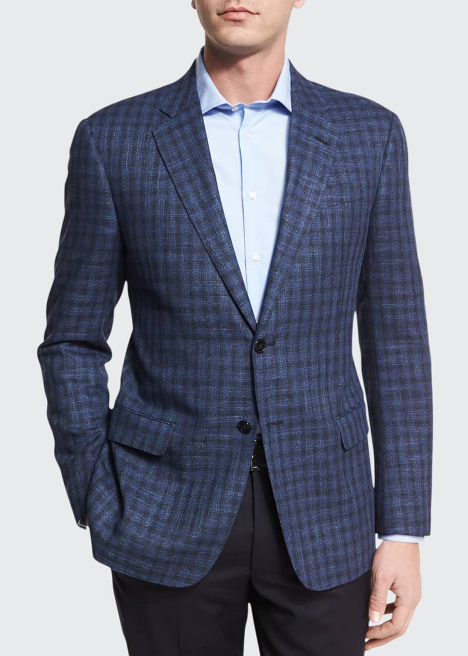 Armani Collezioni Houndstooth Check Two Button Sport Coat Black