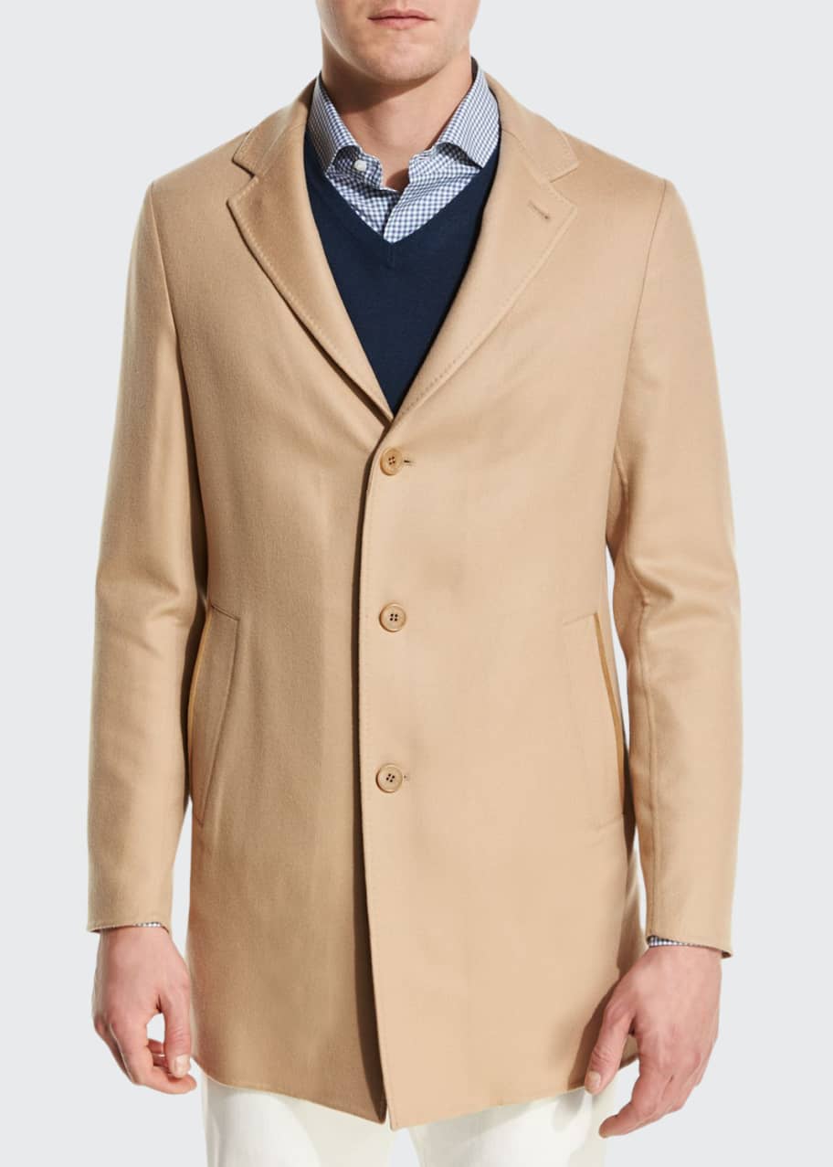 Image 1 of 1: Short Cashmere Three-Button Coat