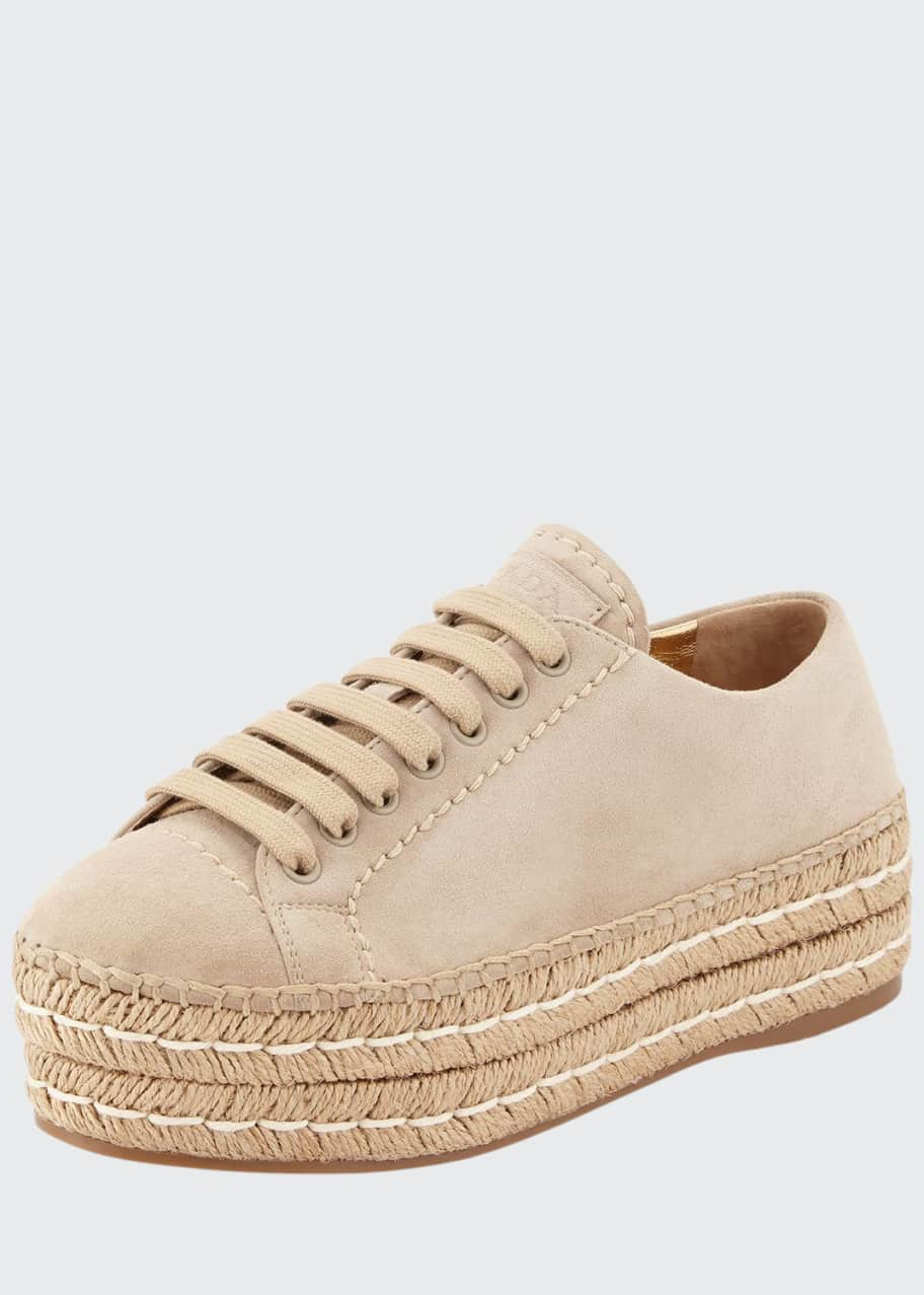 Prada Suede Platform Espadrille Sneaker - Bergdorf Goodman