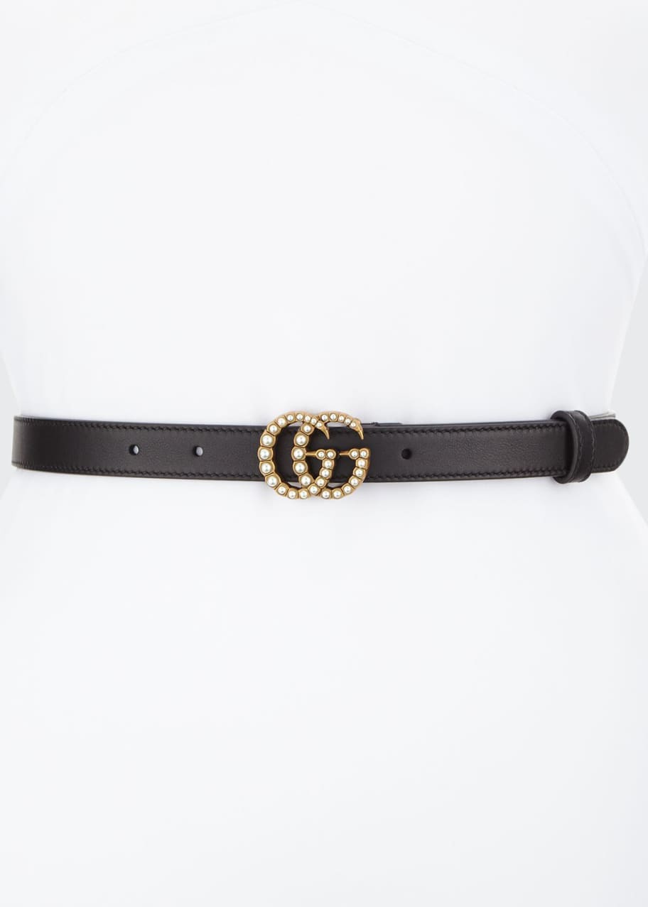 Image 1 of 1: Leather Belt w/ Double G Buckle