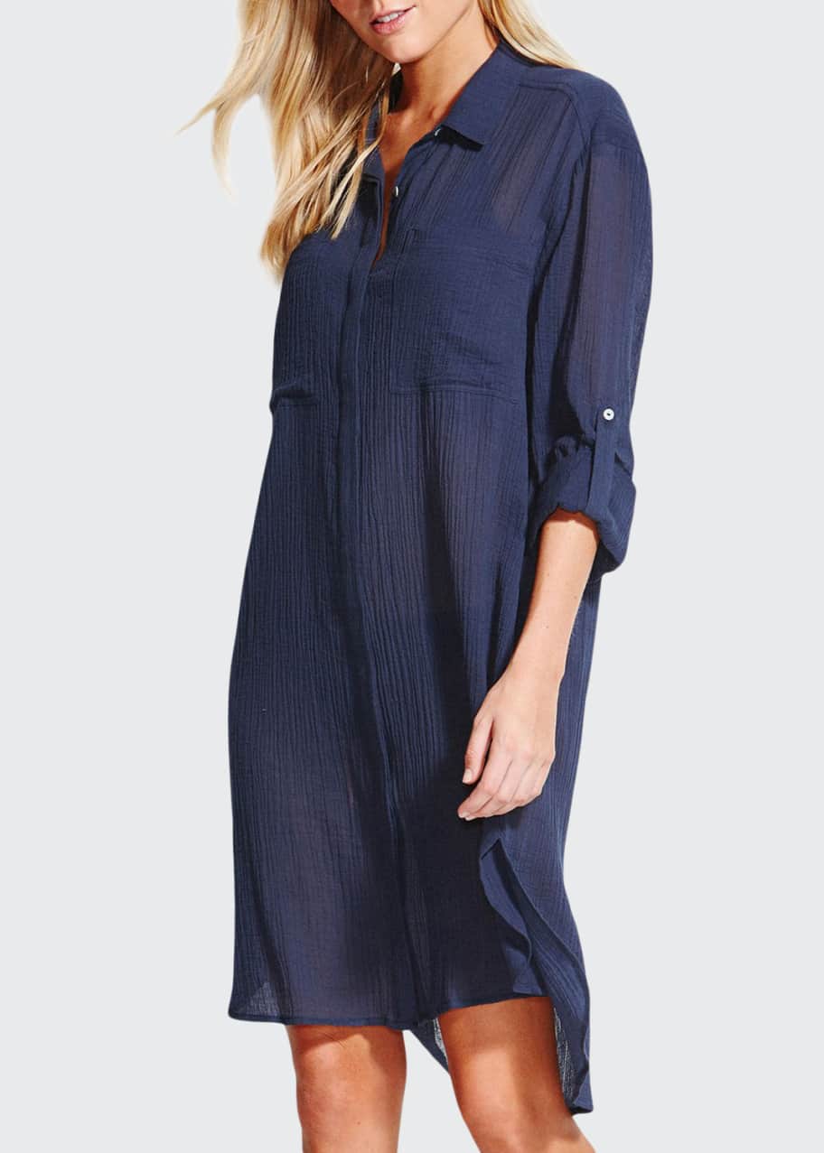 Seafolly Crinkle Twill Beach Coverup Shirt Bergdorf Goodman