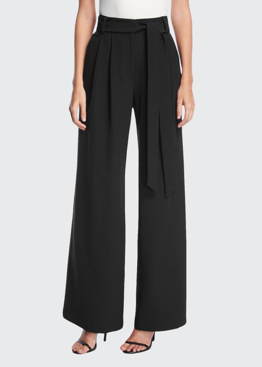 Image 1 of 1: Natalie Tie-Waist Wide-Leg Pants