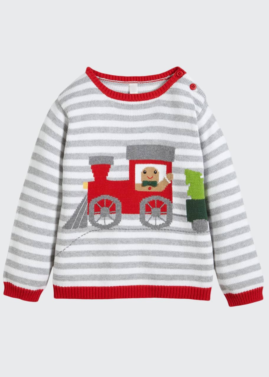 Image 1 of 1: Boys' Gingerman Train Striped Knit Sweater, Sizes 2T-10