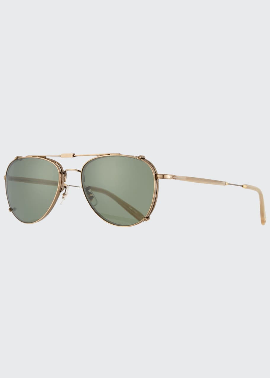 Garrett Leight Linnie M Aviator Glasses with Clip-On Sunglasses ...