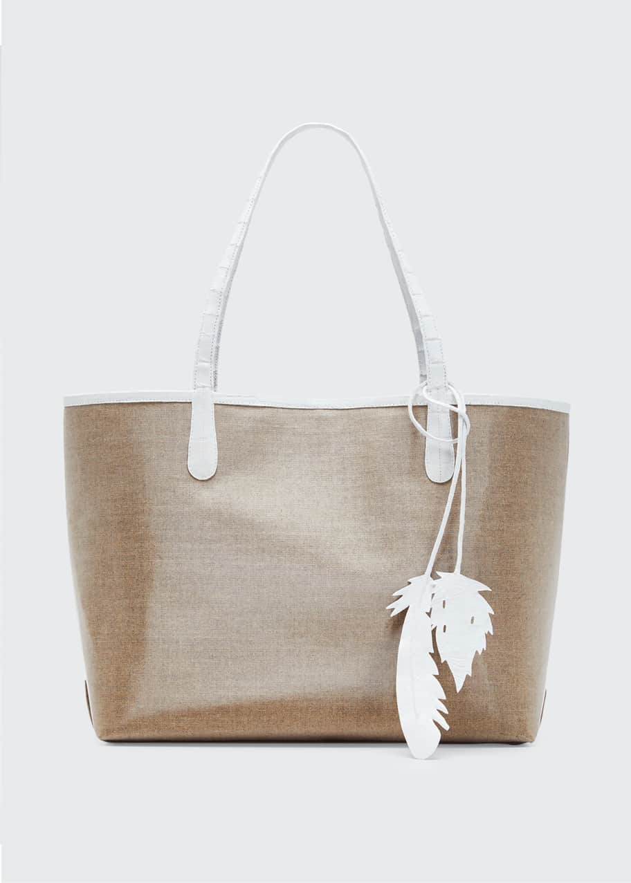 Image 1 of 1: Erica Medium Linen Leaf Tote Bag