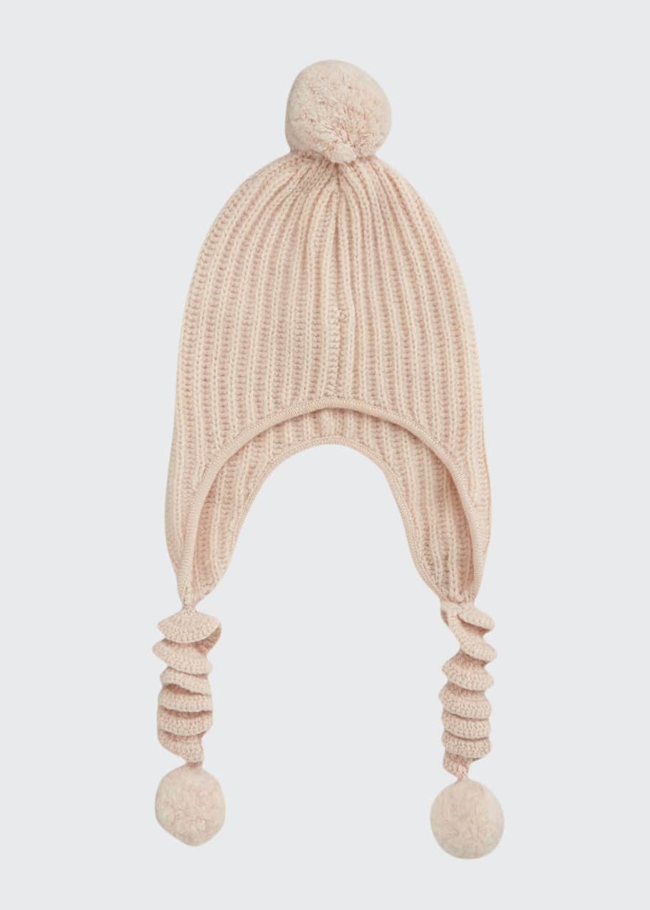 Image 1 of 1: Knit Corckscrew Trapper Hat w/ Pompoms