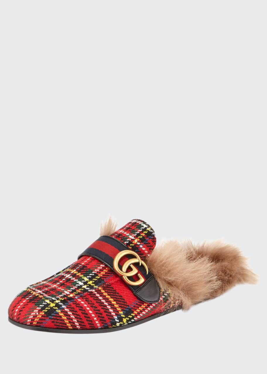 Gucci Princetown Tartan Slipper with Double G Bergdorf Goodman