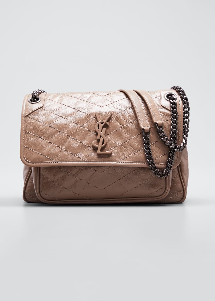 Niki medium monogram ysl shiny waxy quilted shoulder bag clearance