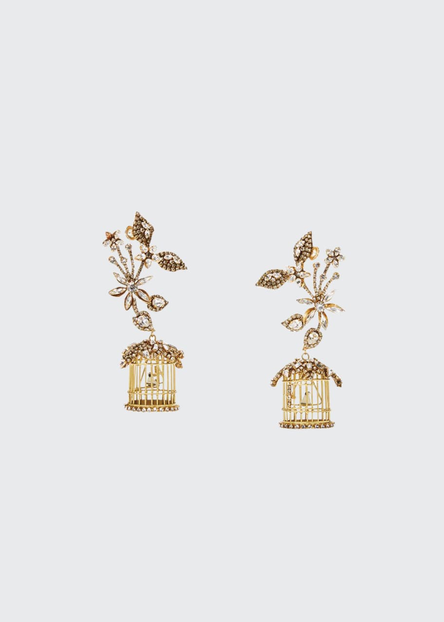 Image 1 of 1: 24k Swarovski Crystal Birdcage Earrings