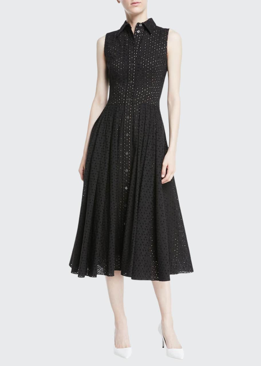 Michael Kors Collection Sleeveless Button Front Fit and Flare