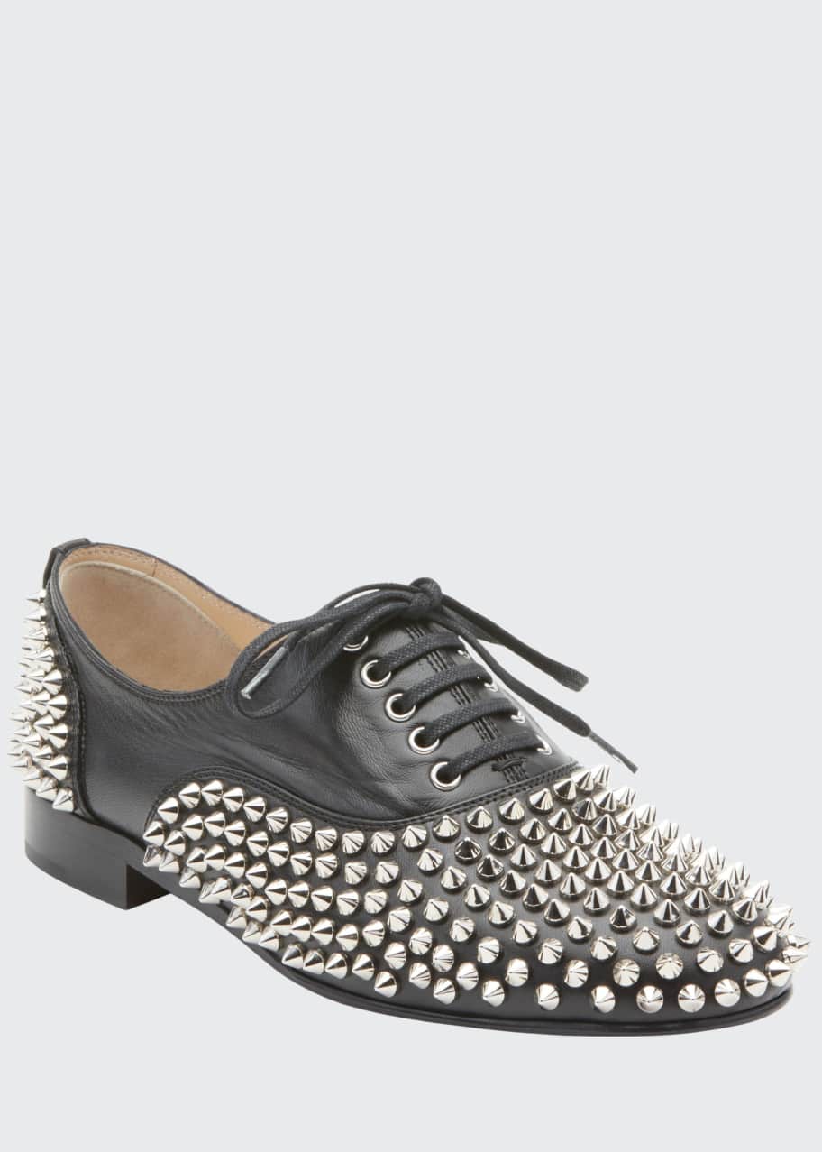 Christian Freddy Spikes Red Sole Saddle Shoes - Bergdorf Goodman