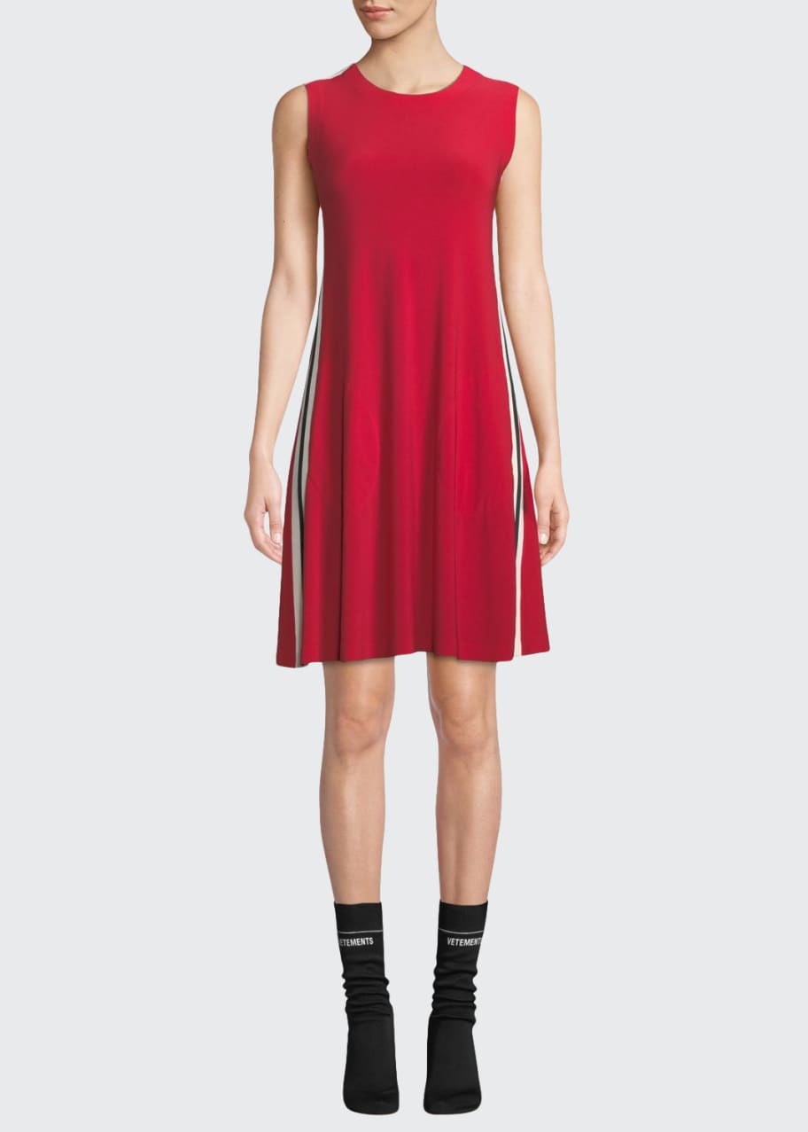 Norma Kamali Side Stripe Crewneck Jersey Swing Dress Bergdorf
