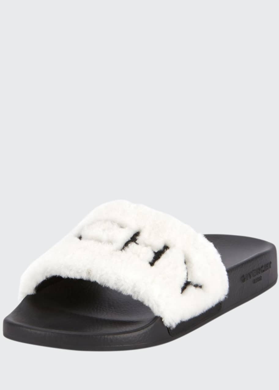 Givenchy Shearling Pool Slide Sandals 