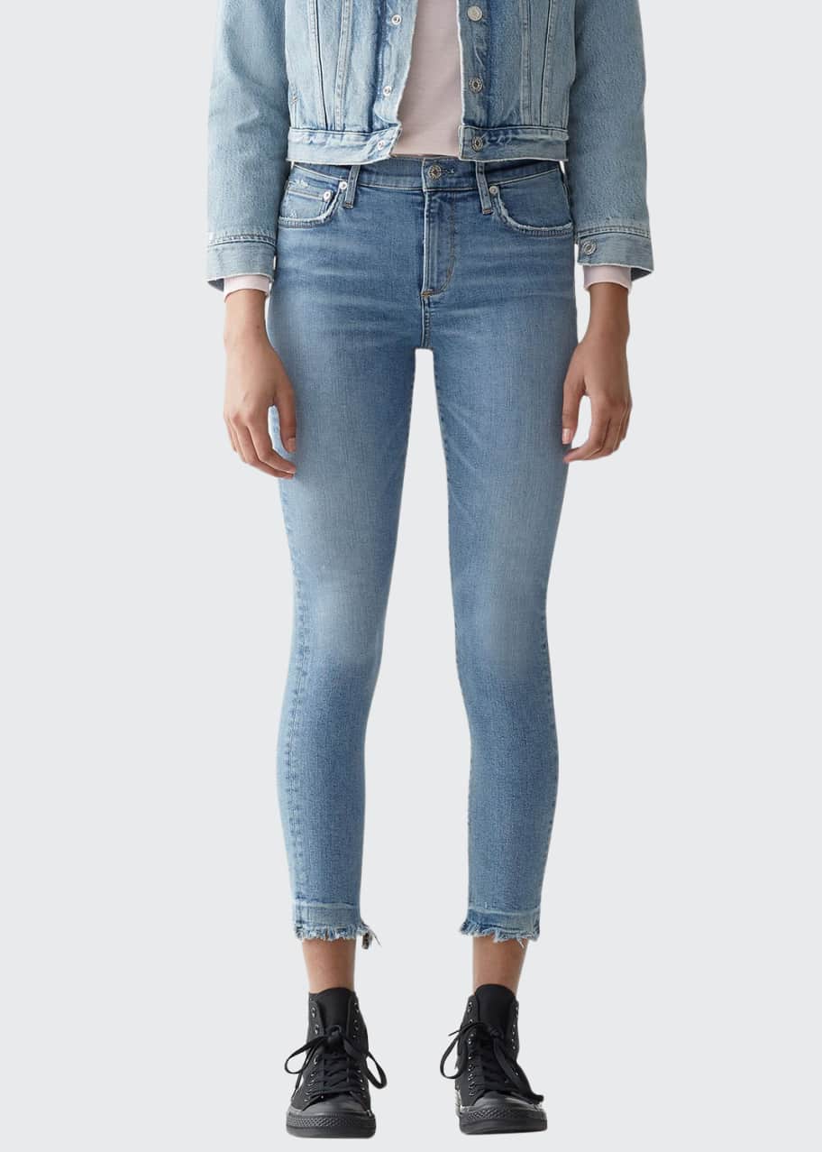 AGOLDE Sophie High Rise Cropped Skinny Jeans with Chewed Hem Bergdorf Goodman