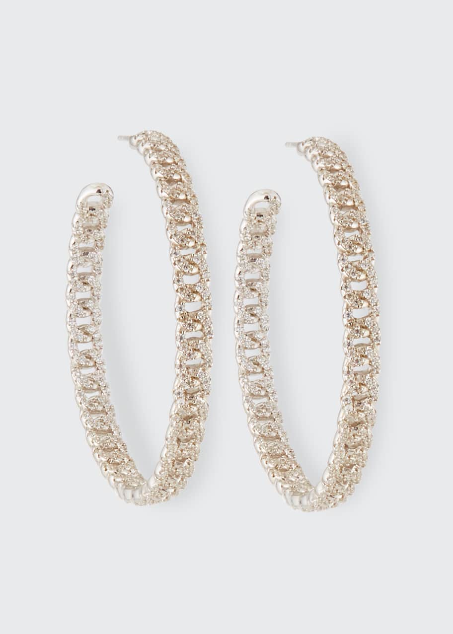 Image 1 of 1: Pave Curb Chain Hoop Earrings