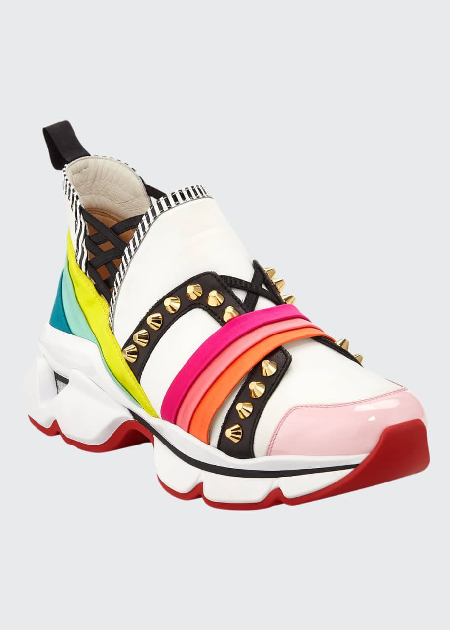Image 1 of 1: 123 Run Rainbow Red Sole Sneakers