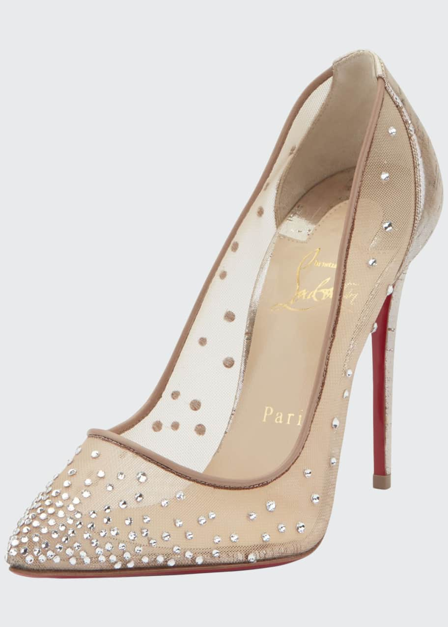 Christian Louboutin Follies Strass-Embellished Red Sole Pump