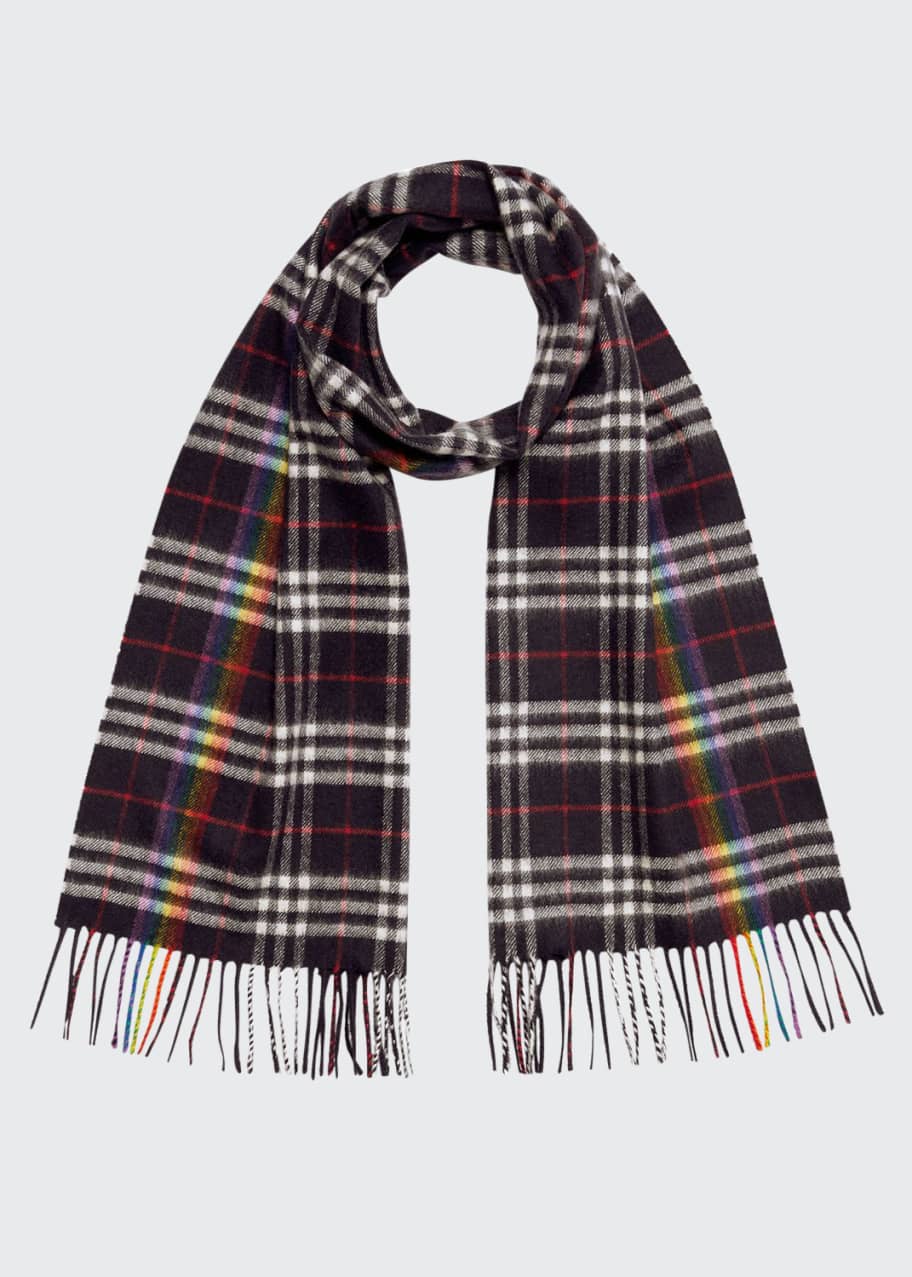 Burberry Men's Rainbow VintageCheck Cashmere Scarf Bergdorf Goodman