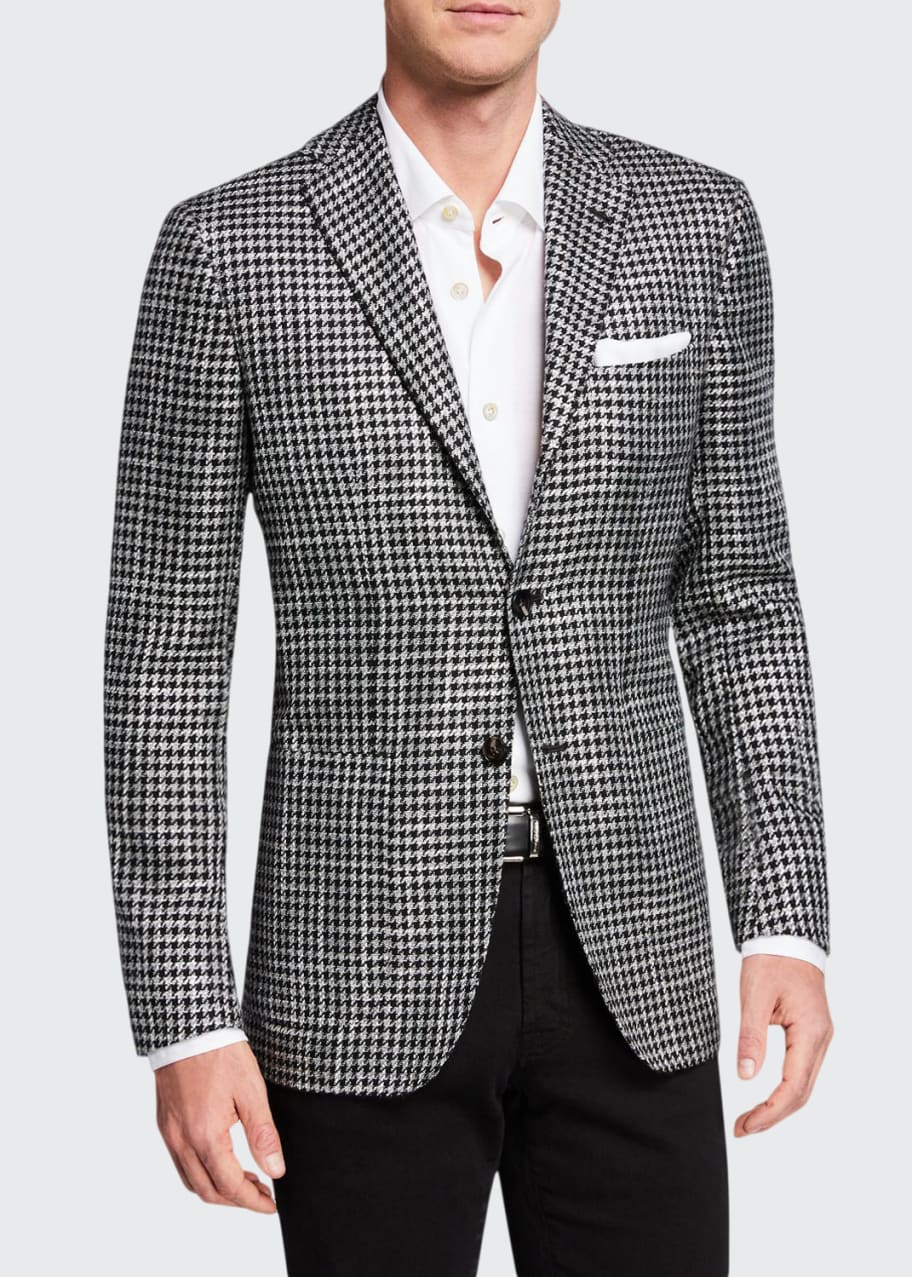 Kiton Men's Cashmere/Silk Houndstooth Blazer - Bergdorf Goodman