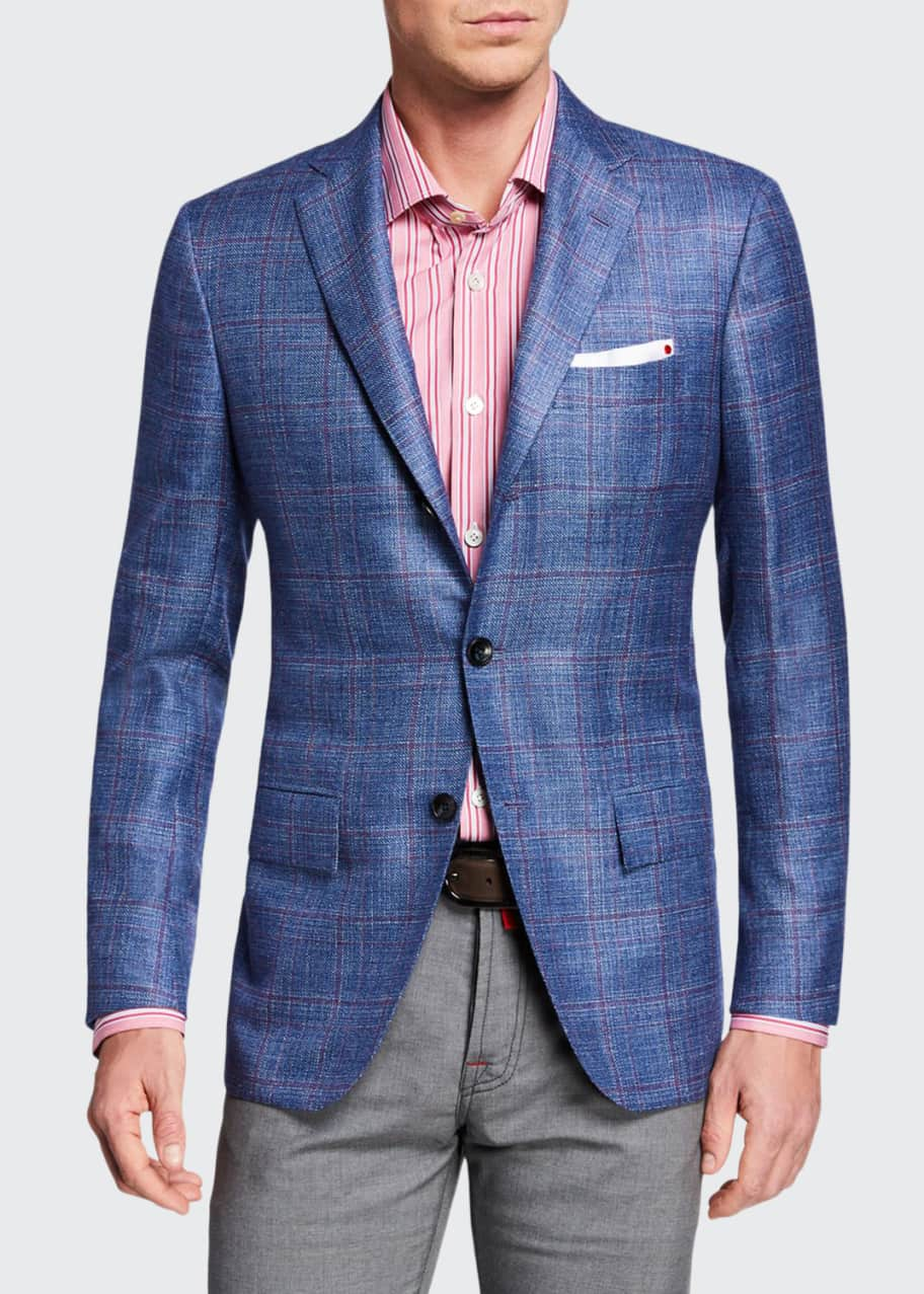 Kiton Men's Cashmere/Linen Plaid Sport Coat - Bergdorf Goodman