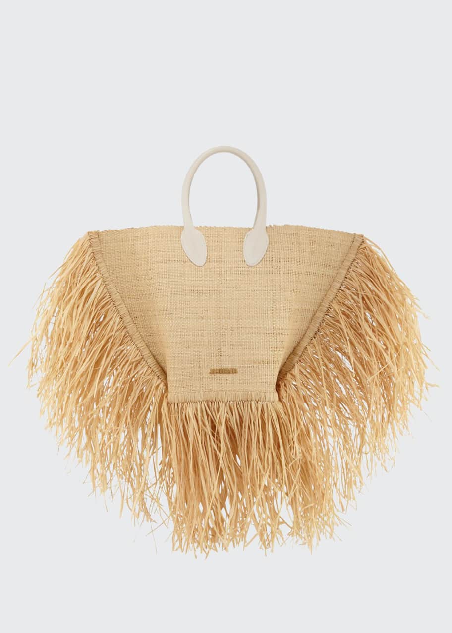 Jacquemus Le Baci Fringed Straw Tote Bag Bergdorf Goodman