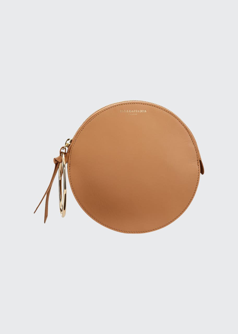 Image 1 of 1: Round Leather Small Bracelet Bag