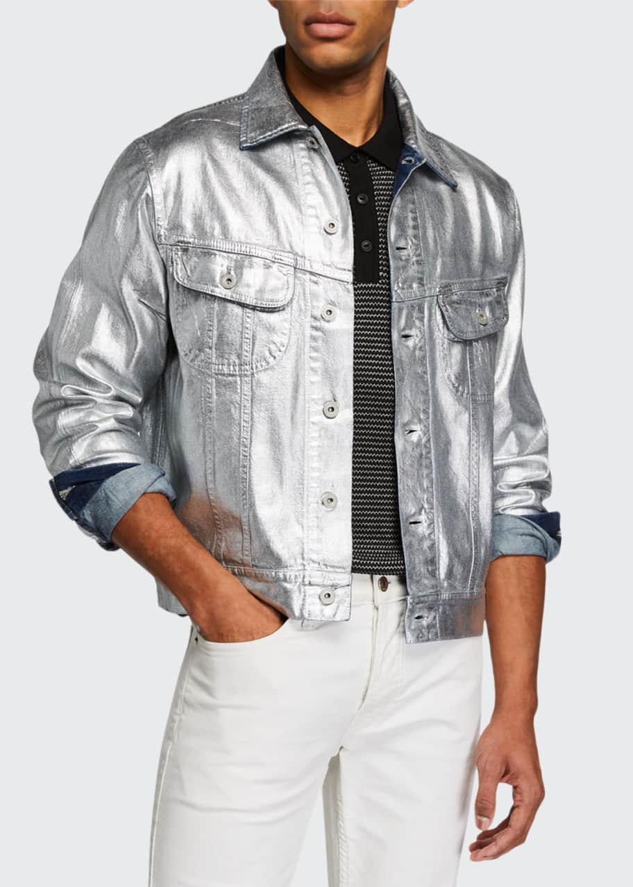 Men s Metallic Denim Trucker Jacket