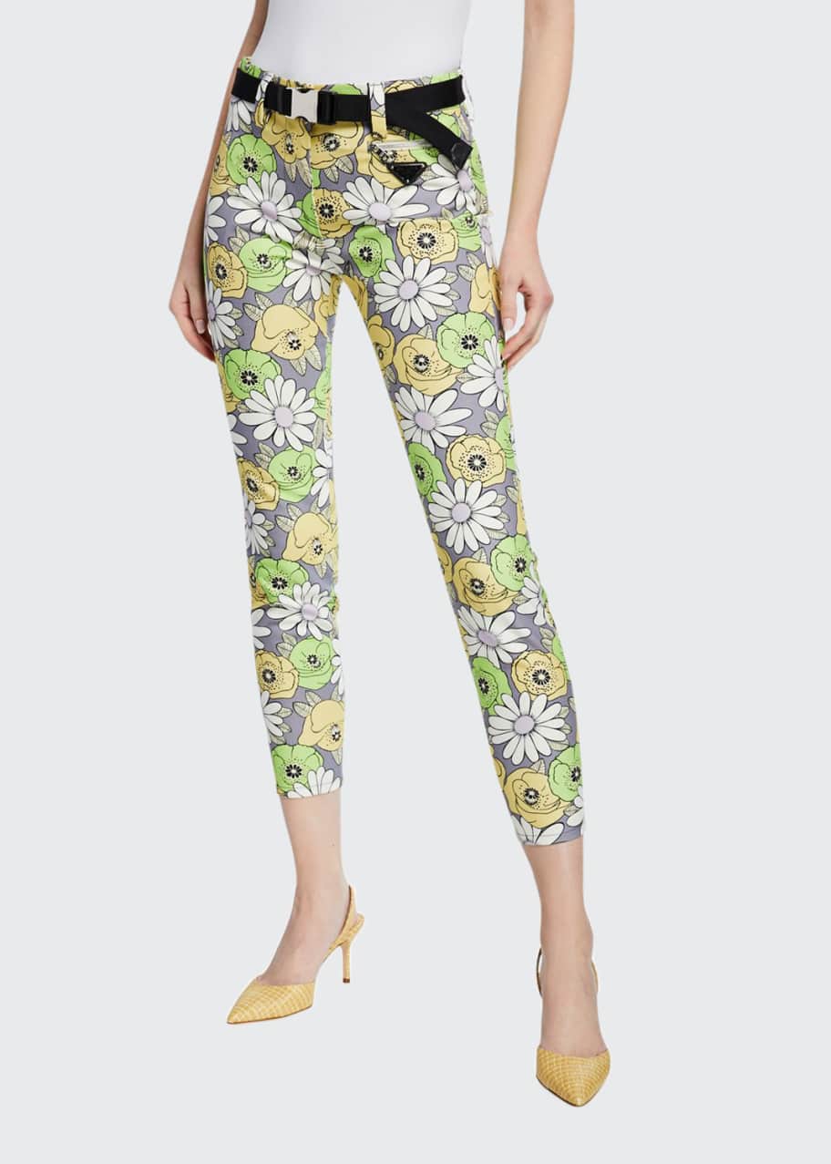 Prada Floral Print Skinny-Leg Pants - Bergdorf Goodman