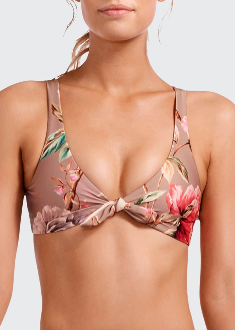 Vitamin A Lou Floral TieFront BustEnhancing Bikini Top Bergdorf Goodman