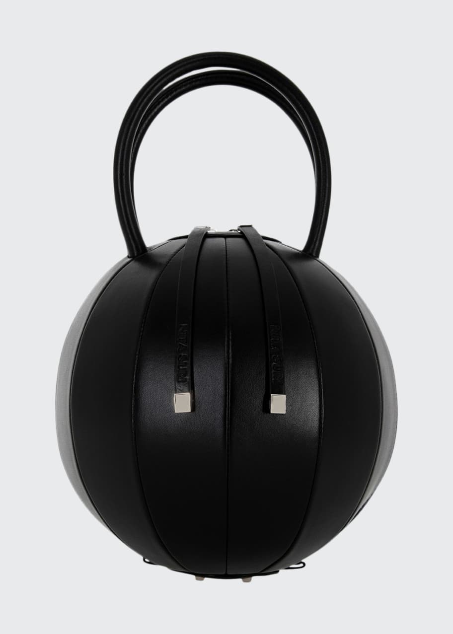 Image 1 of 1: PILO Leather Circle Top Handle Bag, Black