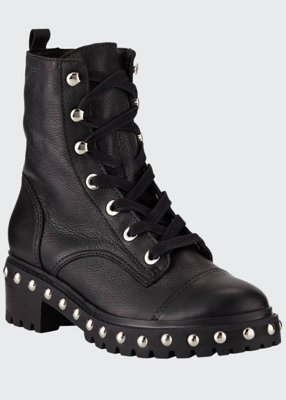 Schutz Andrea Studded Leather Combat Boots - Bergdorf Goodman