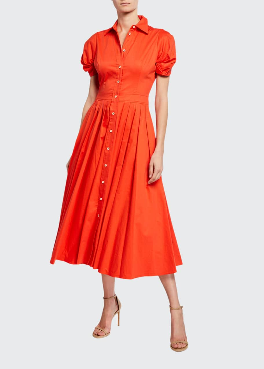 Alexis Gyles Pleated Short-Sleeve Shirt Dress - Bergdorf Goodman