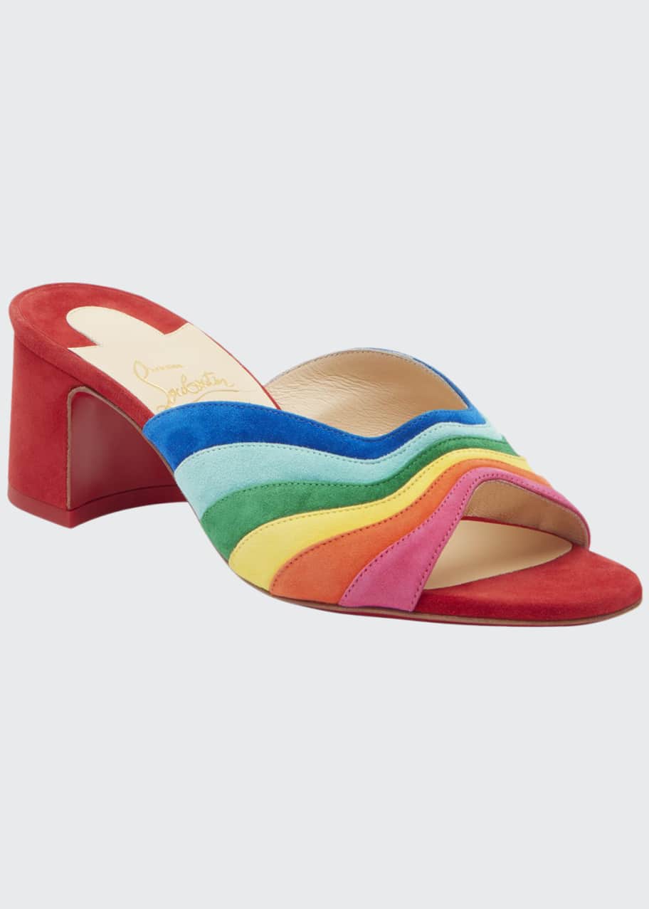 Image 1 of 1: Degradouce Rainbow Red Sole Slide Sandals