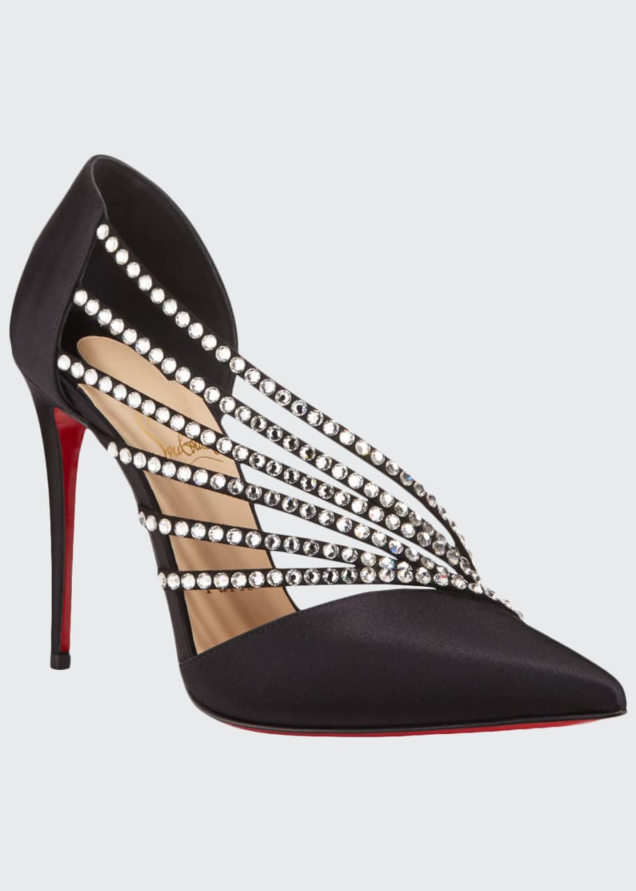 Image 1 of 1: Antinorina Satin Crystal Strass Red Sole Pumps