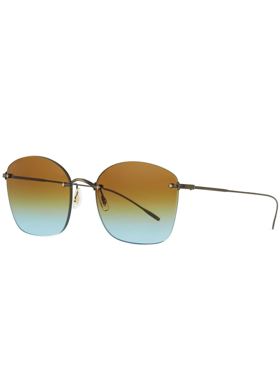 Oliver Peoples Square Rimless Engraved Sunglasses - Bergdorf Goodman