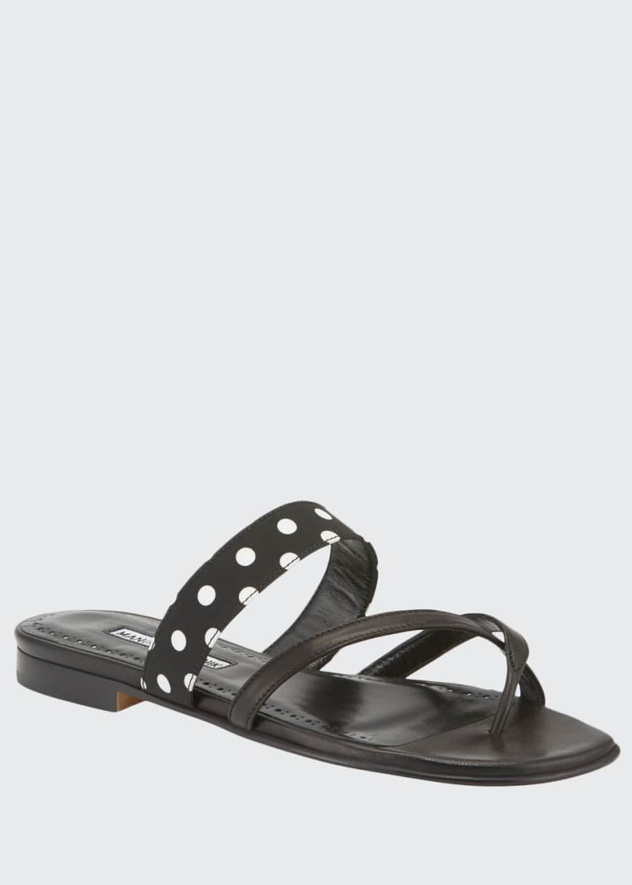 Image 1 of 1: Srila Polka Dot Flat Slide Sandals